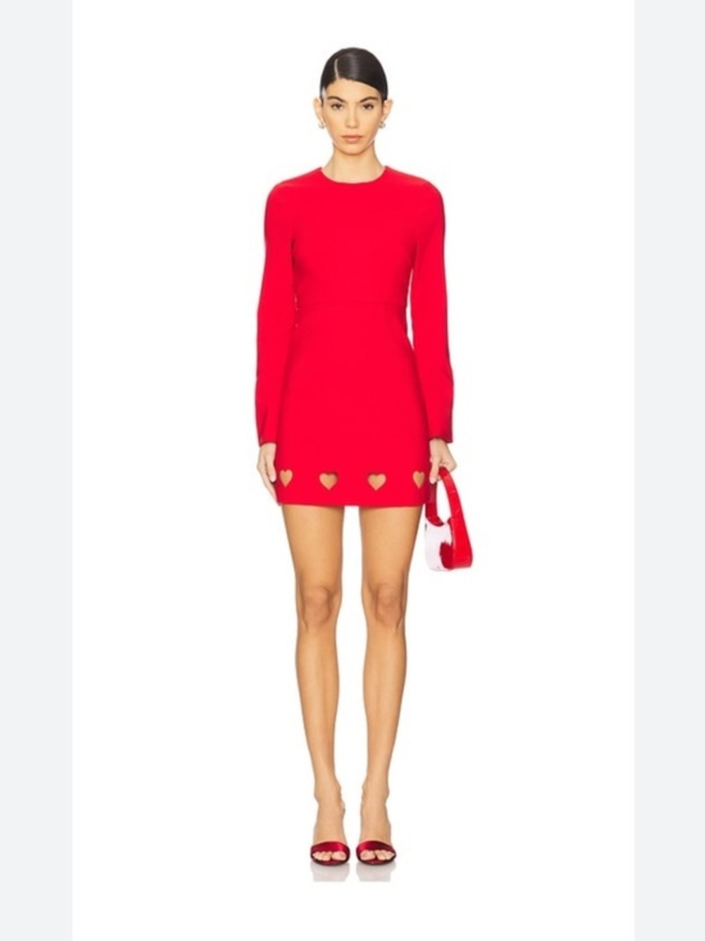 Likely REVOLVE Leva Mini Dress in Scarlet Red with Heart Cutouts